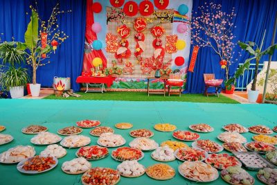 Hoạt động trải nghiệm gói bánh Chưng – Tiệc buffet chào mừng xuân Giáp Thìn năm 2024.